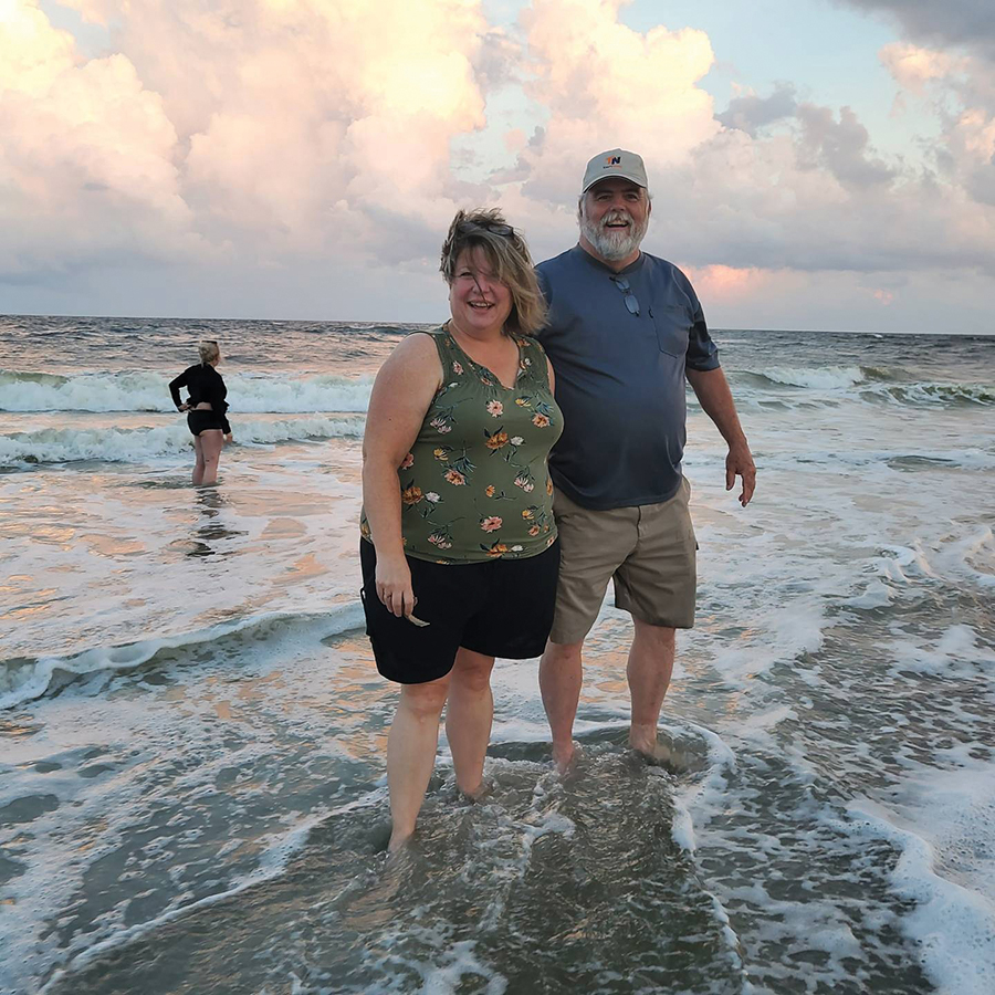 Peggy Scott, publisher, Leader Publications, Festus, Missouri, and husband, Rob Scott, enjoy a walk along the beach Friday night of convention before a storm rolled in and attendees scattered to the buses, restaurants and shops. Peggy Scott, publisher, Leader Publications, Festus, Missouri, and husband, Rob Scott, enjoy a walk along the beach Friday night of convention before a storm rolled in and attendees scattered to the buses, restaurants and shops.