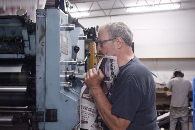 Zane Taylor and Jose Santana print The Times-Independent’s B section on July 18, 2023. (Photo by Doug McMurdo, Times-Independent) Zane Taylor and Jose Santana print The Times-Independent’s B section on July 18, 2023. (Photo by Doug McMurdo, Times-Independent)