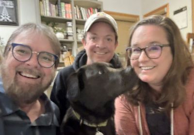 Kevin, Mike Wiggins, Erin McIntyre, and mascot Walter Cronkite.