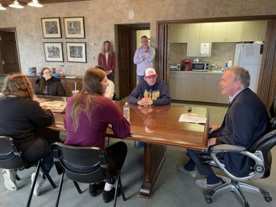 George Stanley (far right), the retired editor of the Milwaukee Journal Sentinel, has joined Multi Media Channels as an adviser for the newspaper group s internship program working in the offices of The Press Times of Green Bay, Wisconsin. (The Press Times, Green Bay, Wisconsin)