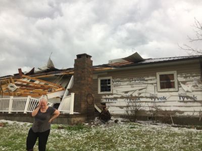 Patty Langston reveals her emotions about the day’s events related to the sudden hail storm in Lawrence County. (Gina Langston | Greenfield (Missouri) Vedette)
