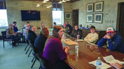 Interns and staff at The Press Times of Green Bay, Wisconsin, gather around a conference table to learn from George Stanley, the retired editor of the Milwaukee Journal Sentinel, who has joined the newspaper s parent company, Multi Media Channels, as an adviser for the newspaper group s internship program. (The Press Times, Green Bay, Wisconsin) Interns and staff at The Press Times of Green Bay, Wisconsin, gather around a conference table to learn from George Stanley, the retired editor of the Milwaukee Journal Sentinel, who has joined the newspaper s parent company, Multi Media Channels, as an adviser for the newspaper group s internship program. (The Press Times, Green Bay, Wisconsin)