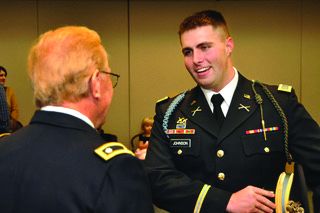 1LT David Johnson, right, visiting with Col. Chaplain, U.S. Army (Ret.) Scott McCrystal after a Veterans Days service at Evangel University in November 2011. 1LT David Johnson, right, visiting with Col. Chaplain, U.S. Army (Ret.) Scott McCrystal after a Veterans Days service at Evangel University in November 2011.