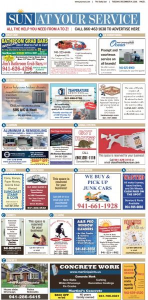 A group of popular daily community newspapers centered in and around Port Charlotte, Florida, had over 400 classified ads last Sunday. Let me break that down for you. A group of popular daily community newspapers centered in and around Port Charlotte, Florida, had over 400 classified ads last Sunday. Let me break that down for you.