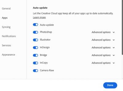 Adobe says the Type 1 issue won’t effect files
created and opened in versions of Adobe products
released before 2023. You might consider
turning off Auto-update for all applications in
your Creative Cloud preferences until you’ve
had time to deal with most of your Type 1 issues.
Eventually, due to operating system requirements
or a need to access new features, you will want to update your applications. Adobe says the Type 1 issue won’t effect files
created and opened in versions of Adobe products
released before 2023. You might consider
turning off Auto-update for all applications in
your Creative Cloud preferences until you’ve
had time to deal with most of your Type 1 issues.
Eventually, due to operating system requirements
or a need to access new features, you will want to update your applications.