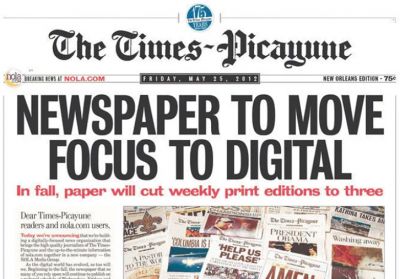 Twelve years ago, Kevin found himself involved in keeping a daily newspaper in New Orleans. He feels like a lot of folks have forgotten the lessons learned back then.