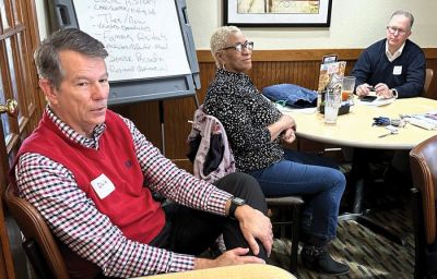 Publisher Dale Gentry, Jefferson City, Tennessee, answers questions from focus group members.