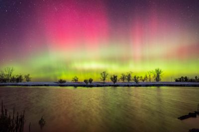 The northern lights were visible from Leola’s Lundquist Dam last Wednesday night following a strong geomagnetic storm. (April 7, 2022) (Jeremy Cox | McPherson County Herald, Leola, South Dakota) The northern lights were visible from Leola’s Lundquist Dam last Wednesday night following a strong geomagnetic storm. (April 7, 2022) (Jeremy Cox | McPherson County Herald, Leola, South Dakota)
