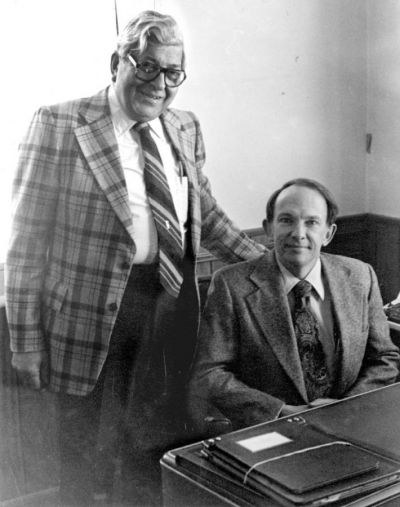 Early editor/publisher Bill Klaber (left) and Kit Cone, Jennifer’s father, in 1980, when he bought the paper from Klaber after working for the newspaper for many years. Early editor/publisher Bill Klaber (left) and Kit Cone, Jennifer’s father, in 1980, when he bought the paper from Klaber after working for the newspaper for many years.
