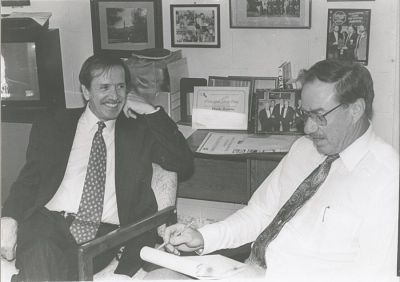 In this undated picture, then-Congressman Sonny Bono, left, is interviewed by Charles Freeman. In this undated picture, then-Congressman Sonny Bono, left, is interviewed by Charles Freeman.