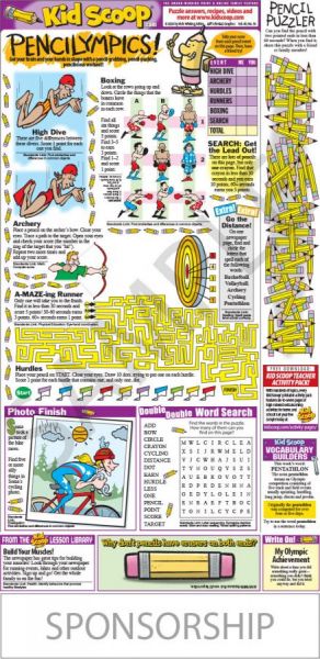 Sporting goods retailers and family foundations are ideal sponsors for this Kid Scoop page that gives children fun practice in reading, spelling and math. Take a look! Sporting goods retailers and family foundations are ideal sponsors for this Kid Scoop page that gives children fun practice in reading, spelling and math. Take a look!