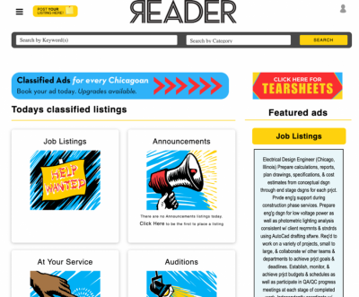 In just six weeks, the revamped site (classifieds.chicagoreader.com) was up and running. Nettles and her team played an active role in shaping the site’s design and user experience.